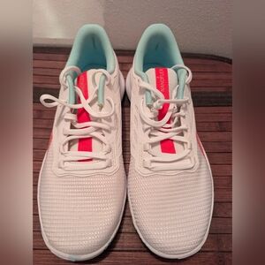 Reebok Nanoflex White, Hot Pink, and Blue Sneakers